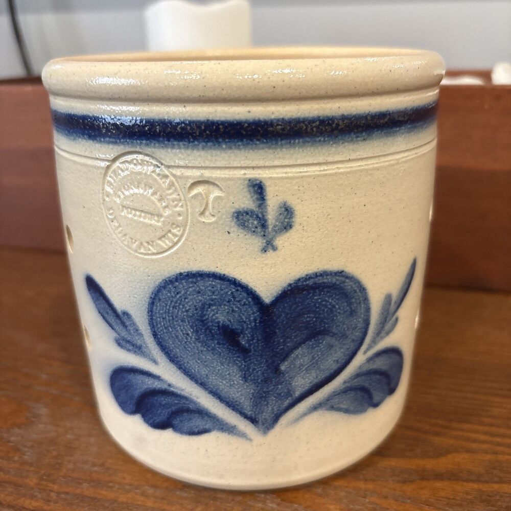 vintage Shadowlawn Pottery salt-glaze stoneware candleholder crock